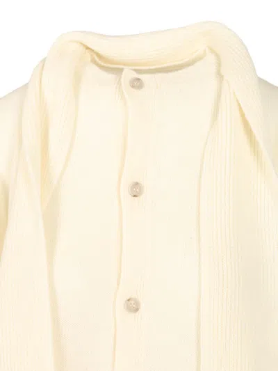 Mm6 Maison Margiela Wool Blend Cardigan Knitwear White In Neutral