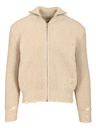 Mm6 Maison Margiela Wool Blend Knitted Jacket Jackets Beige