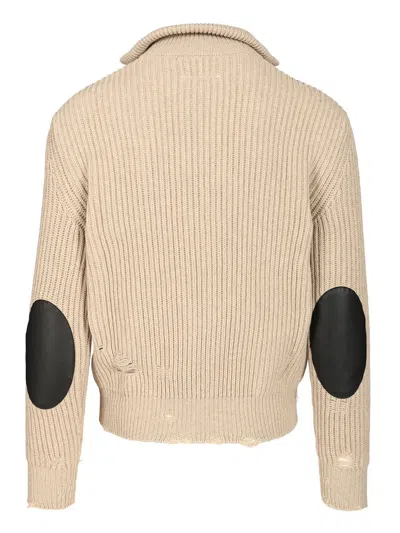 Mm6 Maison Margiela Wool Blend Knitted Jacket Jackets Beige