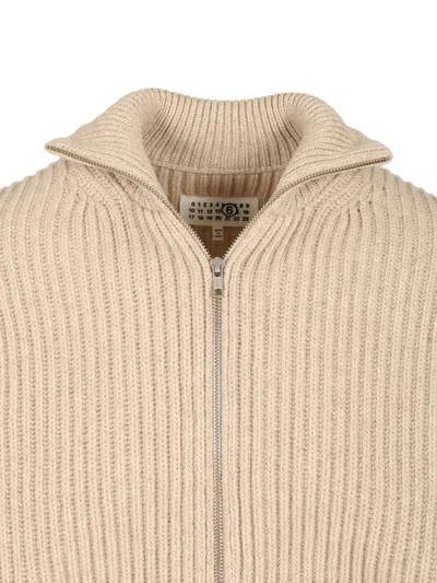 Mm6 Maison Margiela Wool Blend Knitted Jacket Jackets Beige