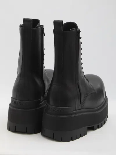 Balenciaga Black Ankle Boots With Logo Plaque On The Front And Side Zips In Leather Man