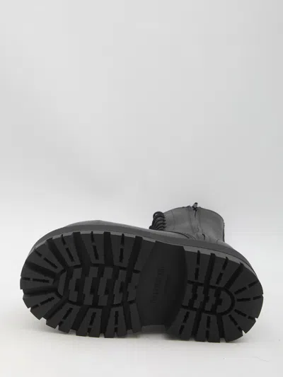 Balenciaga Black Ankle Boots With Logo Plaque On The Front And Side Zips In Leather Man