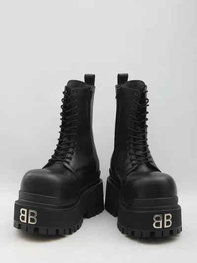 Balenciaga Black Ankle Boots With Logo Plaque On The Front And Side Zips In Leather Man