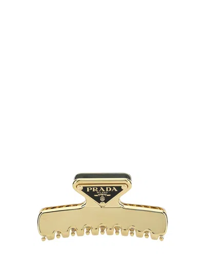 Prada Triangular Claw Clip Hair Accessory In Gold
