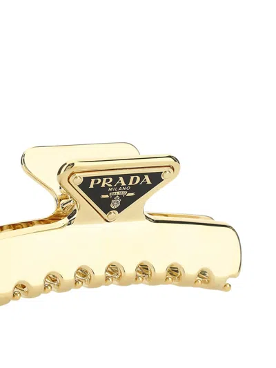 Prada Triangular Claw Clip Hair Accessory In Gold