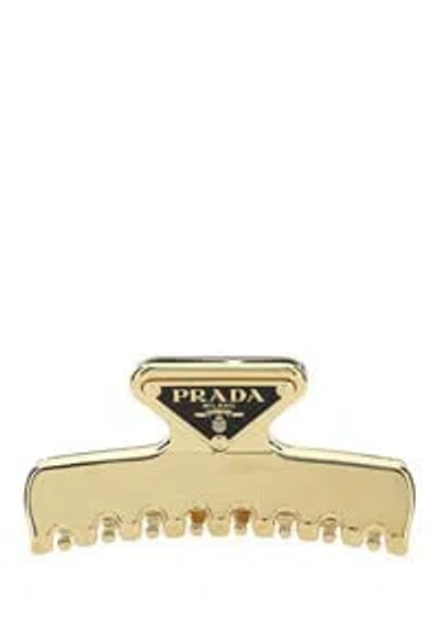 Prada Triangular Claw Clip Hair Accessory In Gold