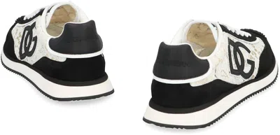 Dolce & Gabbana Black And White Low Top With Lace Details And Dg Patch On The Side
