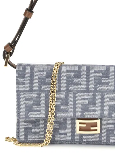 Fendi Women Denim Wallet In Neutral