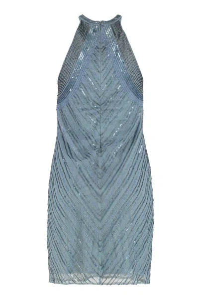 Laurèn Lauren Halter Sequin Mini-dress In Blue
