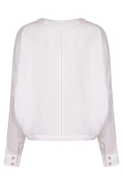 120% Lino Drawstring Linen Shirt In White