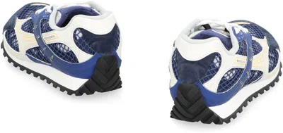 Bottega Veneta Mens Orbit Contrast-panel Woven Low-top Trainers Blue Oth In Multi