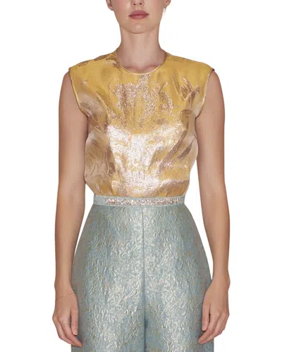 Reem Acra Sleeveless Fils-coupe Top In Gold