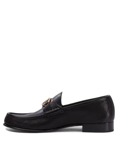 Valentino Garavani Men Black Leather Vlogo Loafers In Black