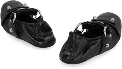 Balenciaga Black Lamb Leather Shoes With Striking Metallic Accents In Black