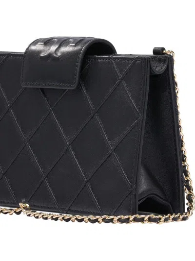 Tory Burch Fleming Leather Wallet On Chain In Black