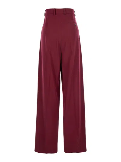 Stella Mccartney Flannel Loose Trouser In Burgundy
