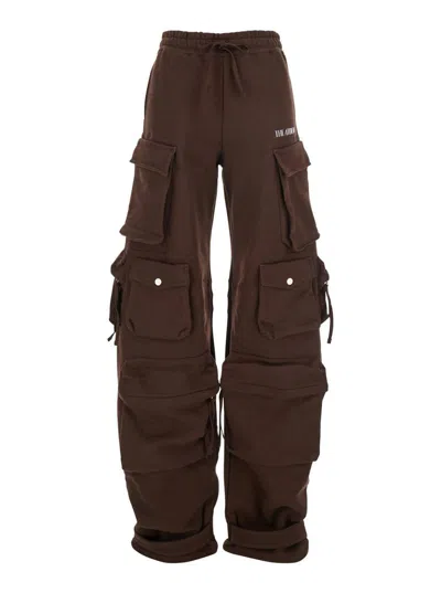 Attico Double American Fleece Sweatpants In Brown