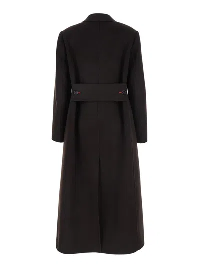 Victoria Beckham Brown Double-breasted Coat In Wool And Cashmere In Brown