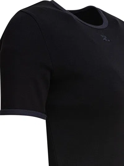 Courrèges "heritage Contrast" T-shirt In Black