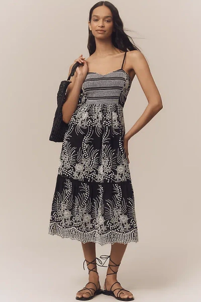 By Anthropologie Sleeveless Sweetheart Tiered Midi Dress