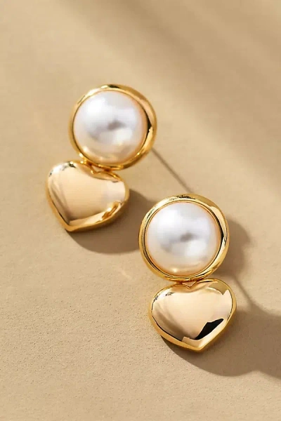By Anthropologie Pearl Heart Drop Earrings