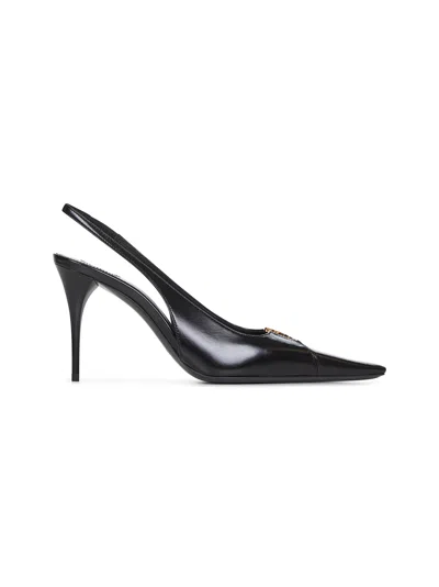 Saint Laurent Babylone Breteuil Open Back Pump In Smooth Leather In Black