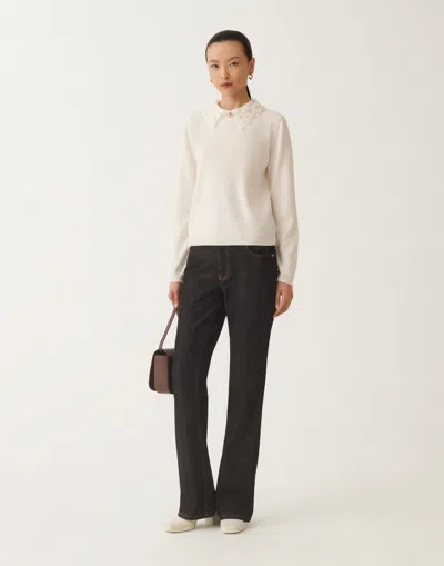 Fabiana Filippi Platinum Sweater With Macramé Lace