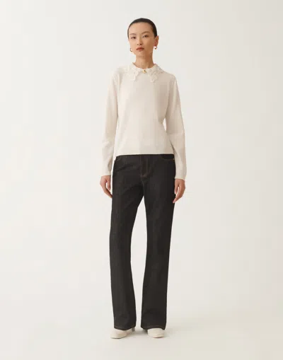 Fabiana Filippi Platinum Sweater With Macramé Lace