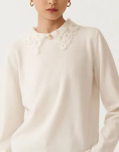 Fabiana Filippi Platinum Sweater With Macramé Lace