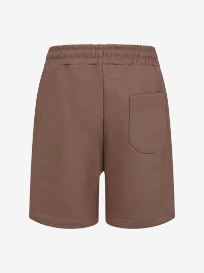 Msgm Logo-print Track Shorts In Brown