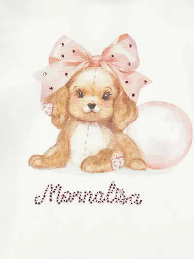 Monnalisa Baby Girls Long Sleeve Puppy T-shirt In White