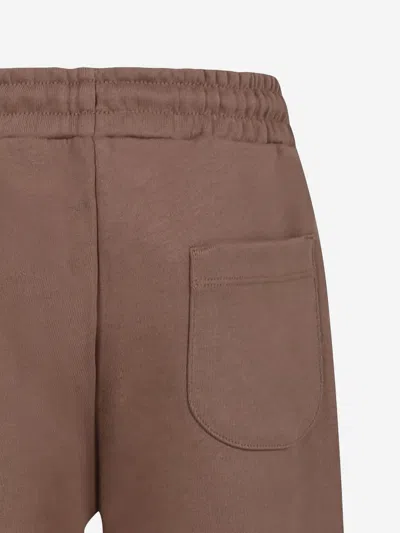 Msgm Logo-print Track Shorts In Brown