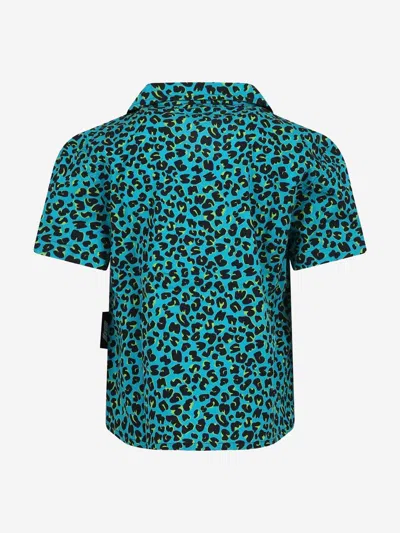 Msgm Boys Animal Print Shirt In Green