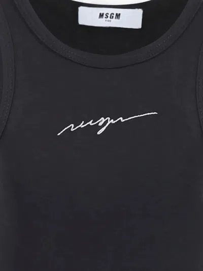 Msgm Girls Interlock Light Dress In Black