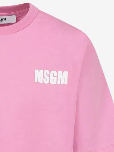 Msgm Girls Logo Jersey Dress In Pink