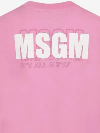 Msgm Girls Logo Jersey Dress In Pink