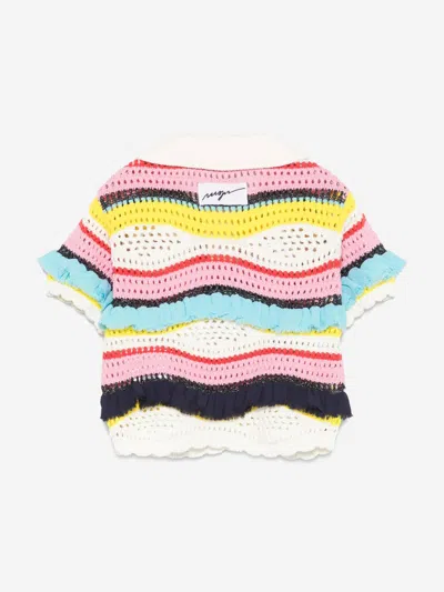 Msgm Girls Knitted Polo Shirt In Multi