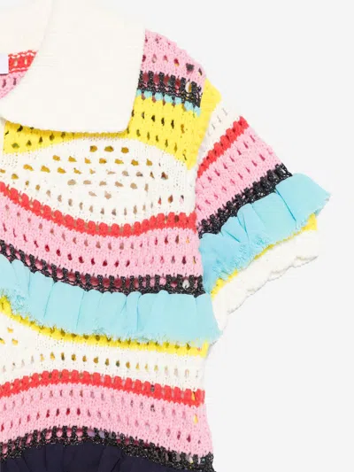 Msgm Girls Knitted Polo Shirt In Multi