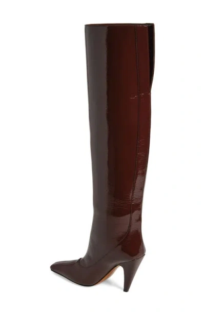 Stella Mccartney Shiny Knee High Pointed Toe Boots In Brown