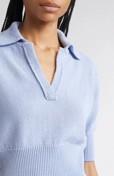 Proenza Schouler Reeve Cotton Knit Polo Shirt In Light Blue