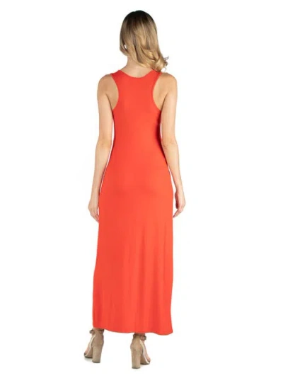 24seven Comfort Apparel Scoop Neck Maternity Maxi Dress With Racerback Detail In Red