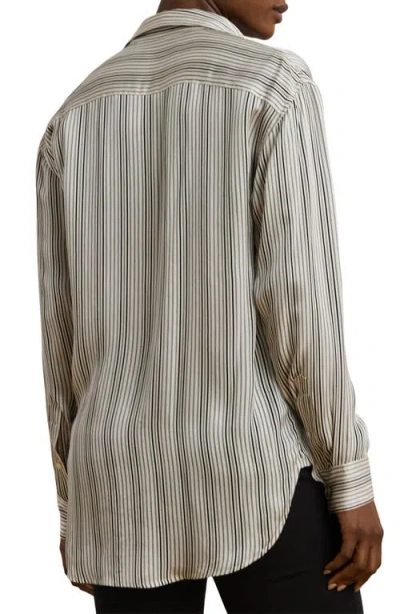 Ralph Lauren Womens Relaxed Fit Striped Satin Shirt P Xs Xxl In Gray