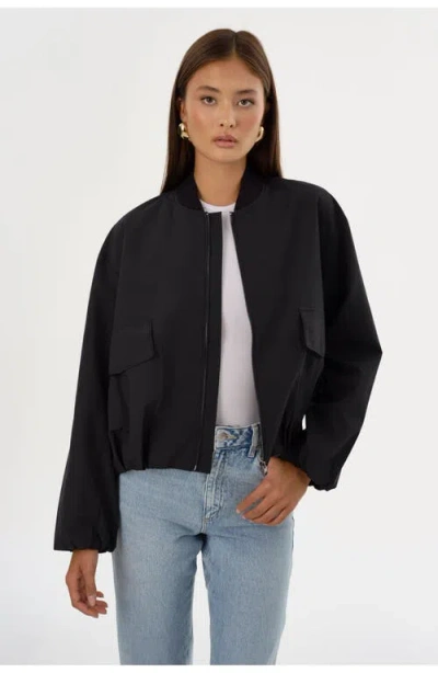 Lamarque Iriana Ribbed Collar Jacket In Black