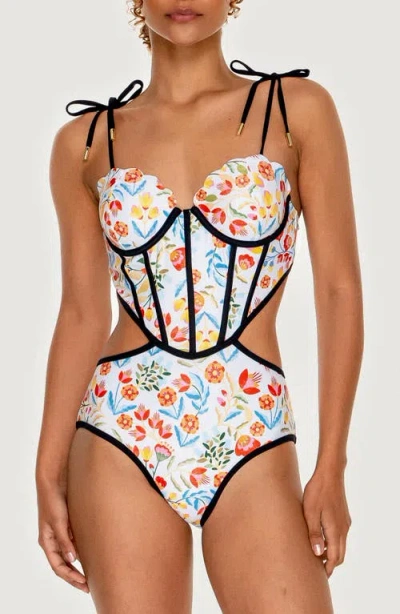 Jessie Zhao New York White Bloom One-piece Swimsuit In Multi