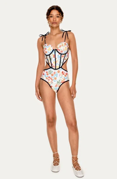Jessie Zhao New York White Bloom One-piece Swimsuit In Multi