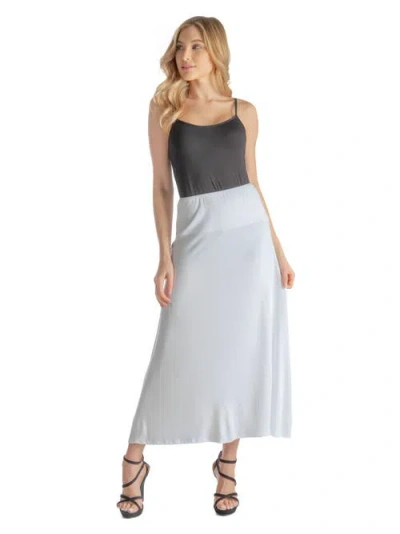 24seven Comfort Apparel Elastic Waist Maxi Skirt In Gray