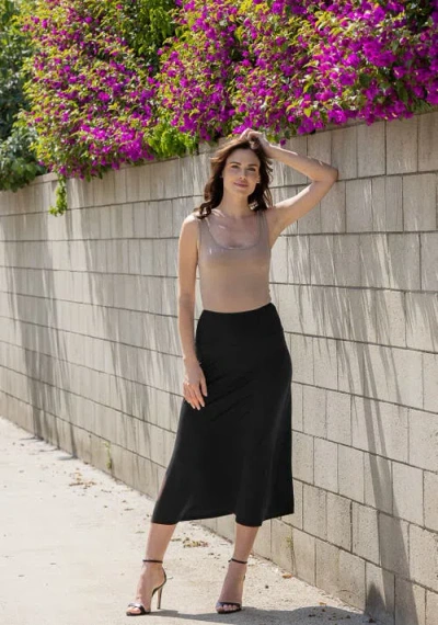 24seven Comfort Apparel Elastic Waist Maxi Skirt In Gray