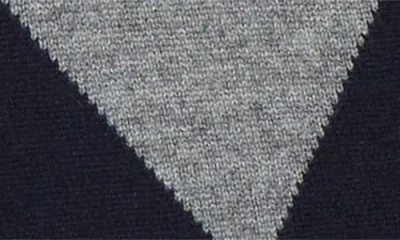 Thom Browne Navy Argyle Intarsia Cashmere V Neck Cardigan In Multi