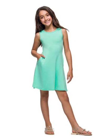 24sevenkid Sleeveless Pocket Swing Dress In Blue