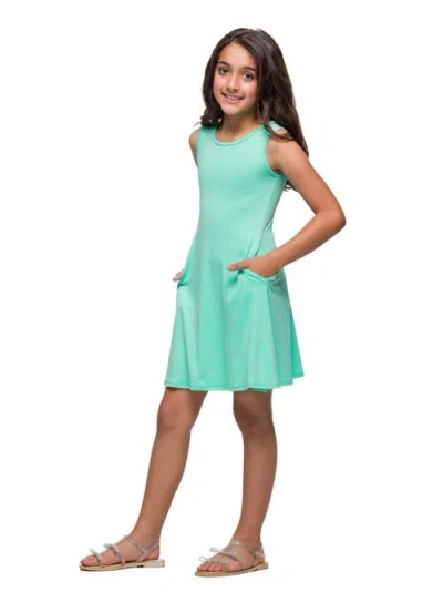 24sevenkid Sleeveless Pocket Swing Dress In Blue